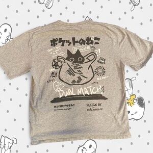 ✨🐈‍⬛ Vintage Grey Graphic Tee with Unique Cat Design 🐈‍⬛✨